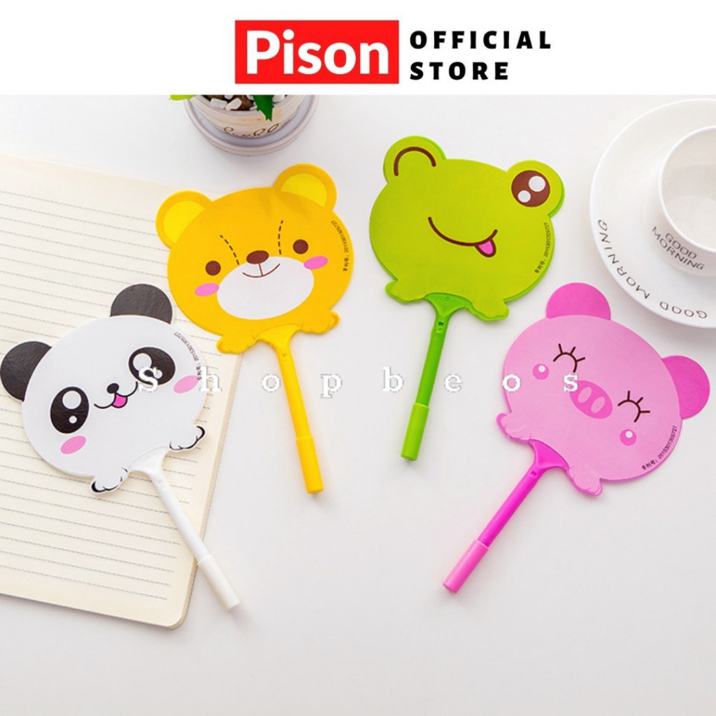 Bút quạt mực bi hình Thú Pison mực xanh ngòi viết 0.7mm - 1 cái