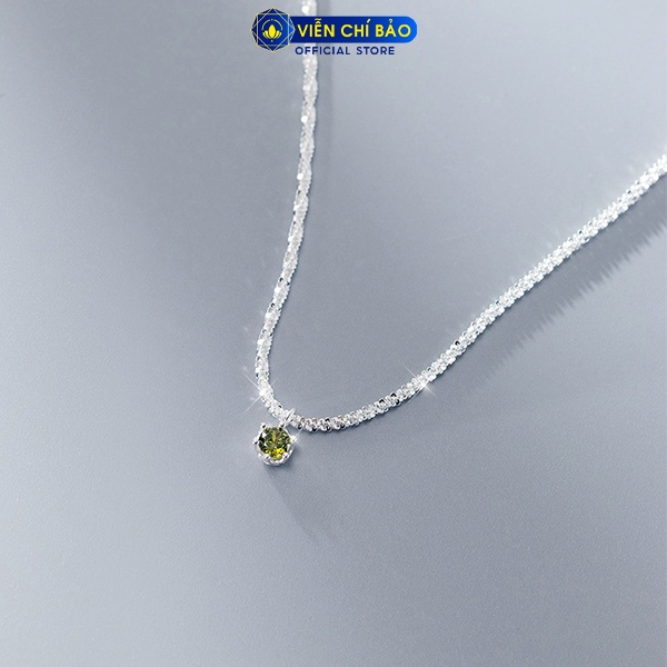 Dây chuyền bạc nữ mặt đá xanh chất liệu bạc 925 thời trang phụ kiện trang sức nữ thương hiệu Viễn Chí Bảo D400503