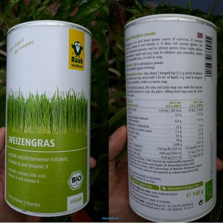 Bột cỏ lúa mì hữu cơ Raab Vitalfood