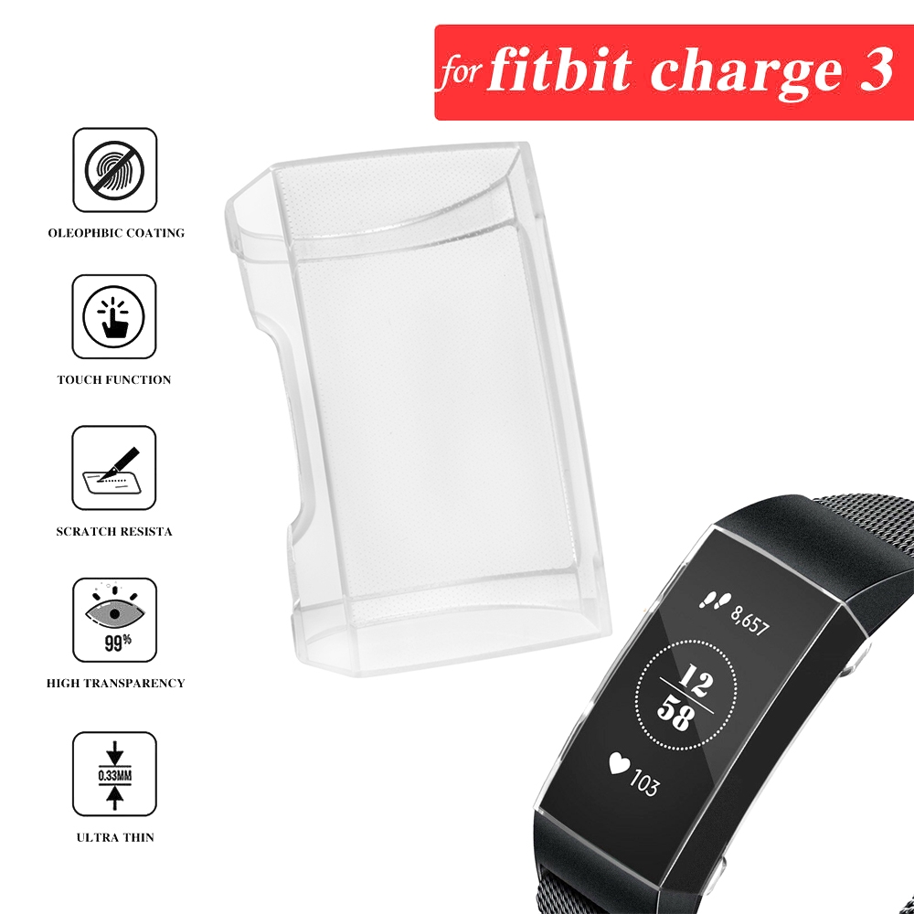 Vỏ Bọc Tpu Mềm Trong Suốt Bảo Vệ Màn Hình Đồng Hồ Thông Minh Fitbit Charge 3