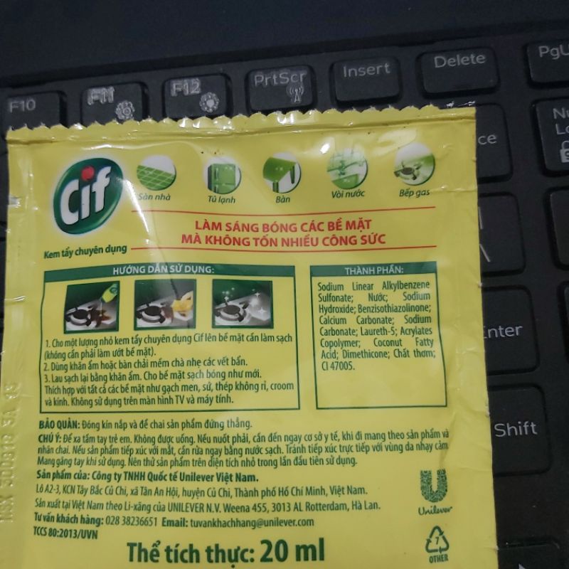Kem tẩy chuyên dụng Cif 20ml đa năng siêu sạch siêu sáng