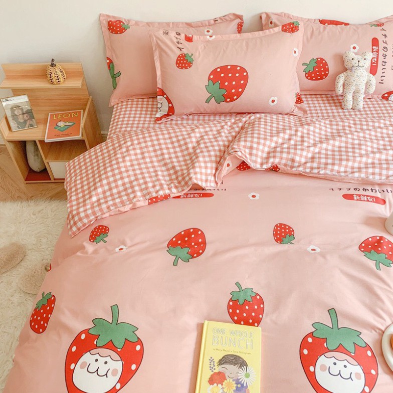 Bộ cotton poly, set cottong poly Dâu Tây nhập khẩu