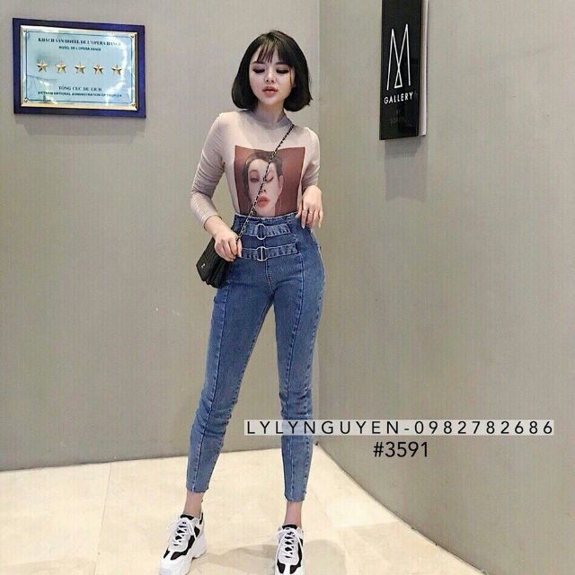 Quần jean nữ lưng cao thời trang