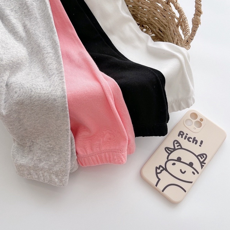 Sét 4 quần Lengging trơn cotton dài co giãn cho bé