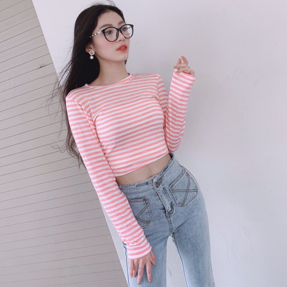 Áo Croptop Tay Dài Chất Thun Lụa dáng ôm thời trang MS:Z01