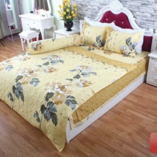 Ga xoa nhung kèm 2 vỏ gối nằm m6 Lá khoai