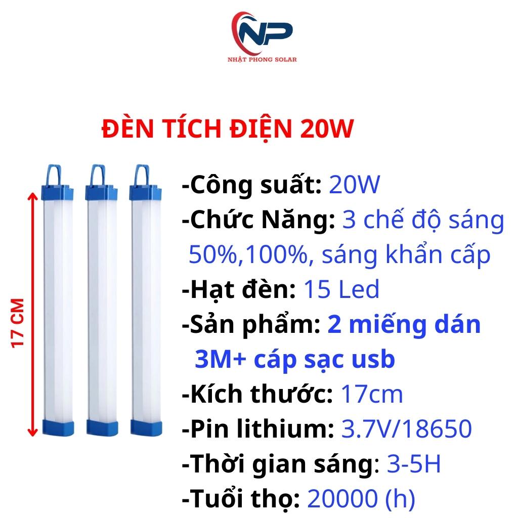 Đèn tích điện, đèn led điện cao cấp SHOPNHATPHONG công suất 20W,40W,60W,3 chế độ sáng,kèm dây sạc usb,2 đầu có nam châm