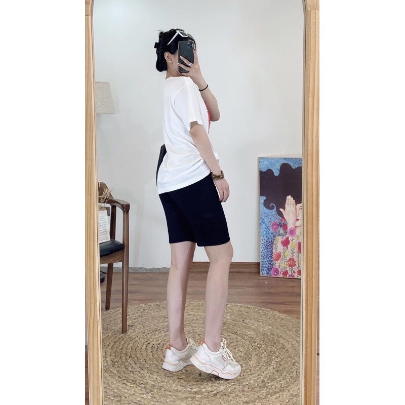 Quần legging nữ lửng nâng mông co dãn 4 chiều biker nữ, Quần đùi ngố đồ mặc nhà tập gym yoga