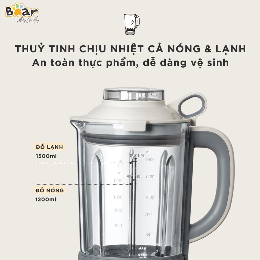 Máy Làm Sữa Hạt, Nấu Sữa Đậu Nành Bear 1,5L 8 Chế Độ Đa Năng Bảo Hành 12 Tháng - BAP