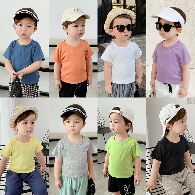 Áo thun tay ngắn chất cotton thiết kế đơn giản cho bé