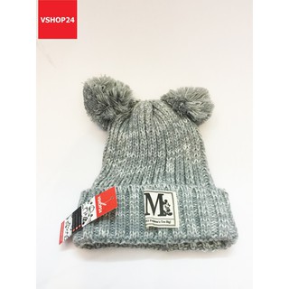 Nón len beanie mickey ghi xám sáng 132