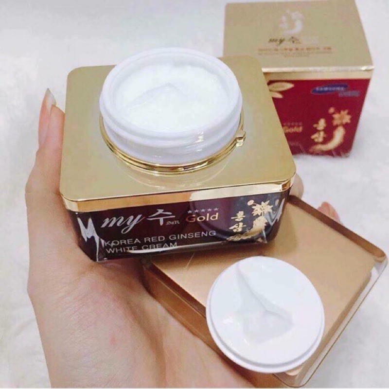 KEM HỒNG SÂM MY GOLD KOREA RED GINSENG AQUA WRINKLE & WHITENING CREAM