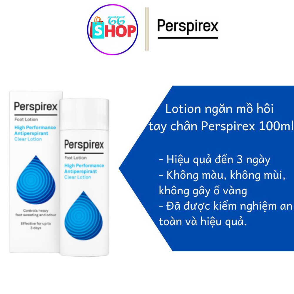 [Mã COS2704 giảm 8% đơn 250K] Lotion ngăn mồ hôi tay chân hiệu quả đến 3 ngày Perspirex Foot Lotion 100ml | BigBuy360 - bigbuy360.vn