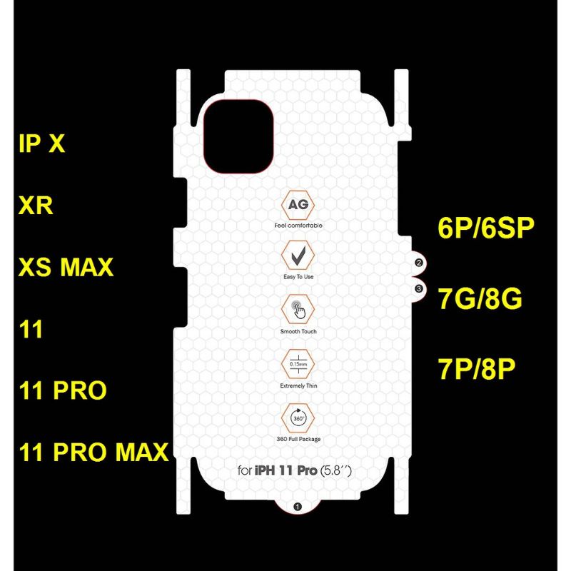 Miếng dán PPF nhám cho mặt lưng iphone 12/ 12 pro/ 12 mini/ 12 pro max/13 pro max/13 pro /13/14/14 pro/14 pro max.