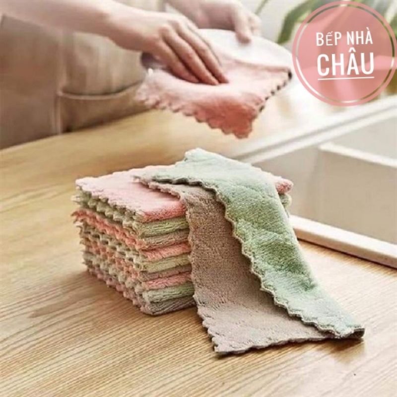 Combo 10 khăn lau nhà bếp đa năng, vải cotton siêu thấm nước