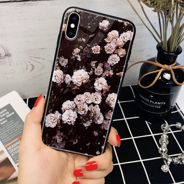 Ốp Lưng Iphone kính cường lực Ảnh Hoa Đẹp_1894 SimpleRed 5/5s/6/6plus/7/8/7plus/8plus/x/xs/xs max/11/11pro max