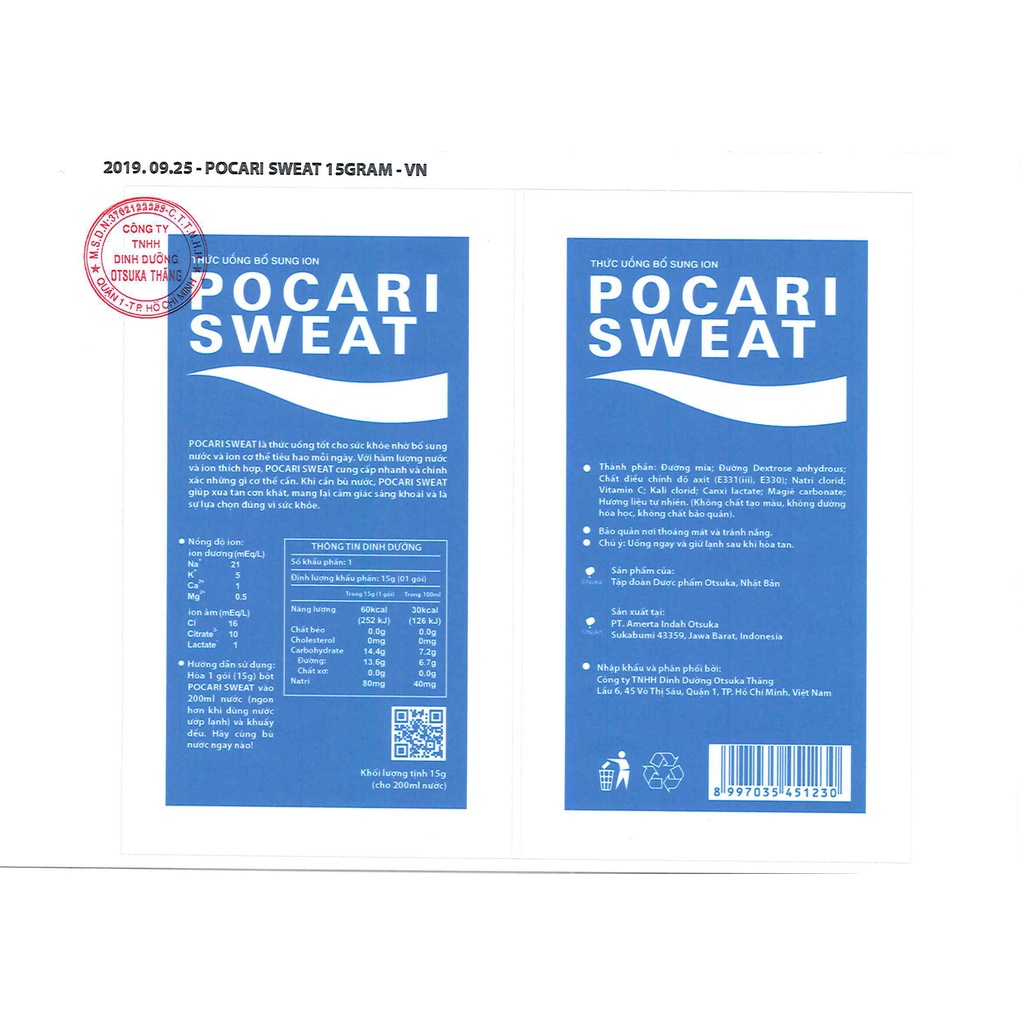 Bột điện giải hòa tan Pocari Sweat bù nước và ion, hộp 5 gói