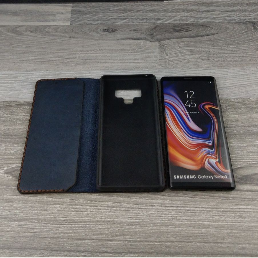 [Mã ELMS5 giảm 7% đơn 300K] bao da samsung note 9 handmade da nappa màu xanh trơn | BigBuy360 - bigbuy360.vn