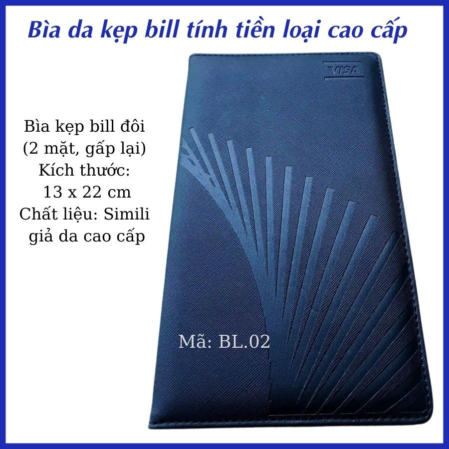Bìa da đôi kẹp bill hoá đơn menu trình ký da simili BL.02 nhỏ gọn nhà hàng quán ăn hội thảo hội nghị MataStore