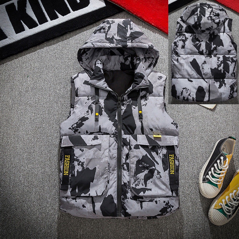 Áo Khoác Phao Không Tay Dáng Rộng Chất Liệu Cotton Dày Dặn Phong Cách Hàn Quốc Cho Nam Giới