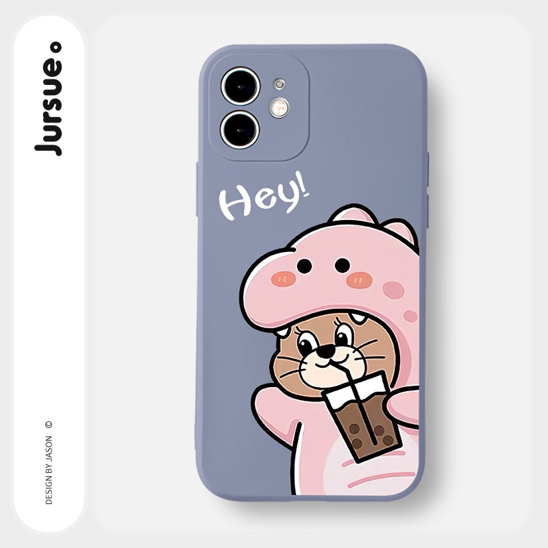 Ốp lưng JURSUE hoạt hình cặp đôi dễ thương đẹp Cho iPhone 14 13 12 11 Pro Max SE 2020 X XR XS 8 7 ip 6S 6 Plus kute Y2144