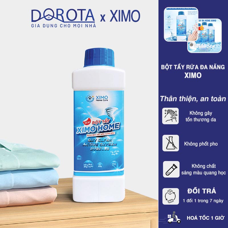 Bột tẩy trắng quần áo đa năng XIMO giúp sạch vết bẩn đồ dùng , cọ rửa nhà tắm loại 350g XIMO1