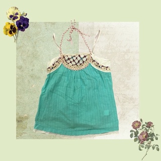 Áo hai dây yếm xô vintage màu xanh 2hand