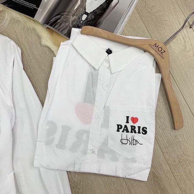 Áo sơ mi thụng túi ngực tim pari