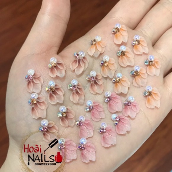 Hoa bột gắn góc  nhỏ xinh gắn móng (1 bông) - phụ kiện nail