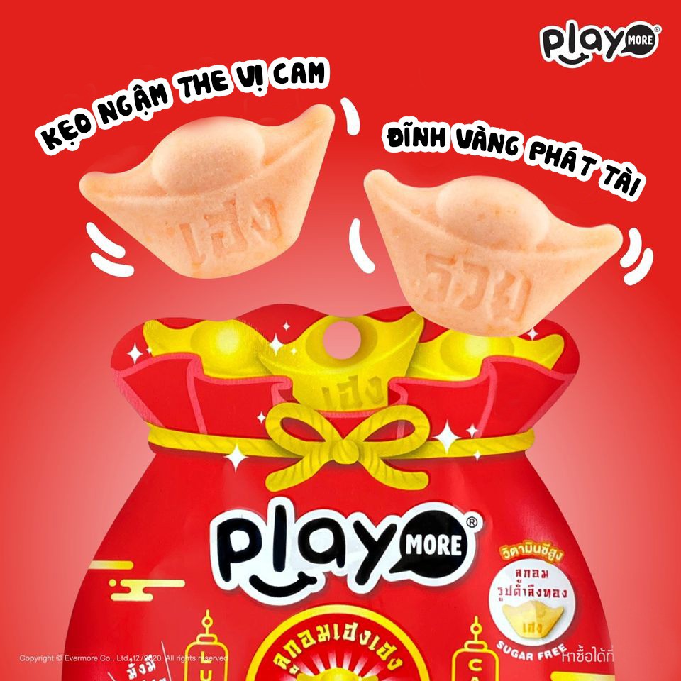 Kẹo ngậm the may mắn Playmore vị Cam, kẹo lì xì Tết 2021