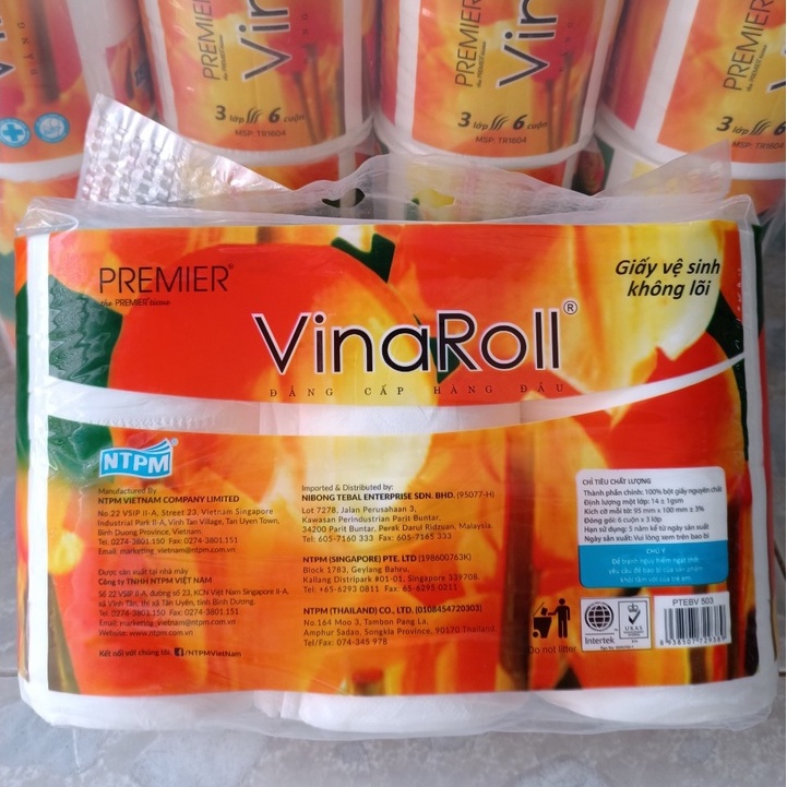 Giấy vệ sinh VinaRoll 6 cuộn không lõi 3 lớp Toilet paper