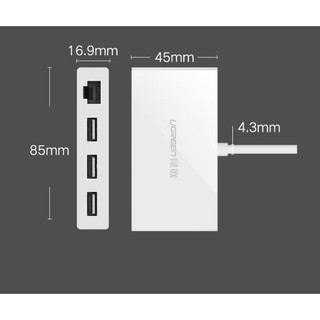 Cáp USB Type-C ra 3 cổng USB 3.1 Ugreen 40382 - hỗ trợ Lan 10/100Mbps
