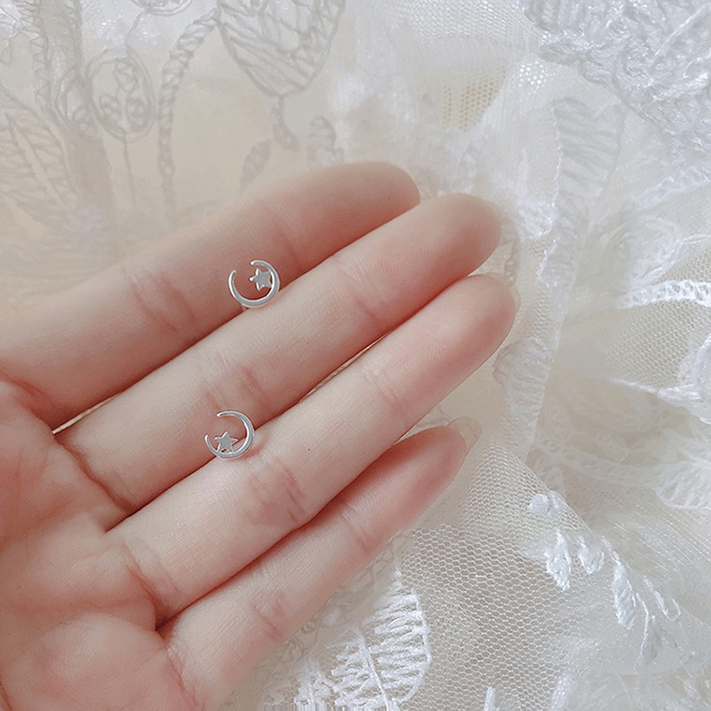 Khuyên Tai Hình Ngôi Sao Mặt Trăng Ngôi Sao Mặt Trăng Độc Đáo Đơn Giản Thời Trang