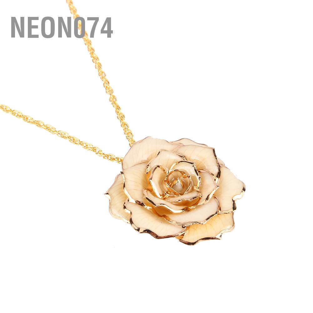 🥭 Vòng cổ Mặt Hoa Hồng Dây chuyền vàng Hoa hồng 30mm với mặt dây nhúng 24k Quà tặng cho phụ nữ Neon074