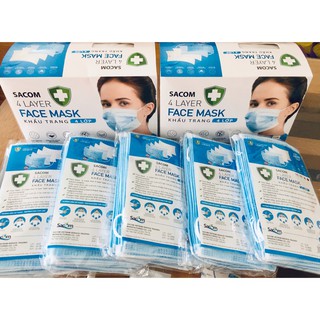 Hộp 50 cái khẩu trang y tế 4 lớp sacom