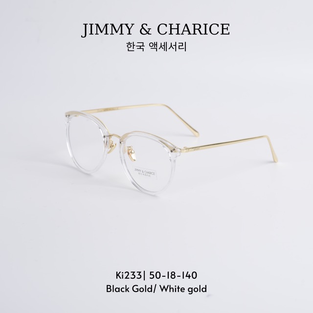 Gọng kính cận nữ Jimmy & Charice mắt tròn gọng kim loại cao cấp mặt kính chống xước chống tia UV tốt có cắt cận,loạn | BigBuy360 - bigbuy360.vn