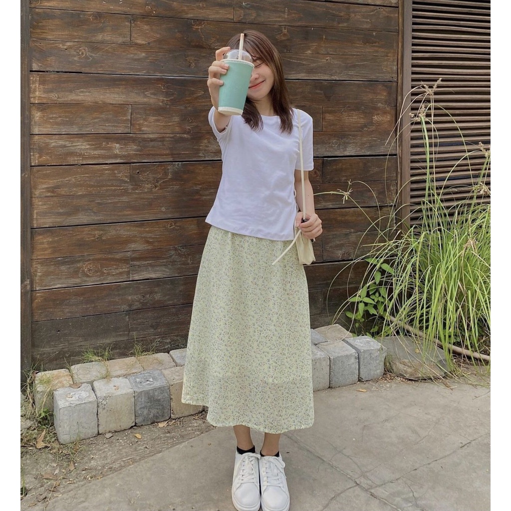 Chân váy chữ A dáng dài hoạ tiết hoa  – Floral Skirt