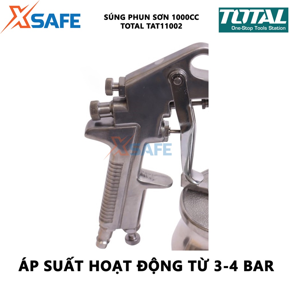 Súng phun sơn Total TAT11002 máy phun sơn cầm tay Đầu vòi 1.5mm, vỏ ngoài chắc chắn, chống va đập tốt - Chính hãng