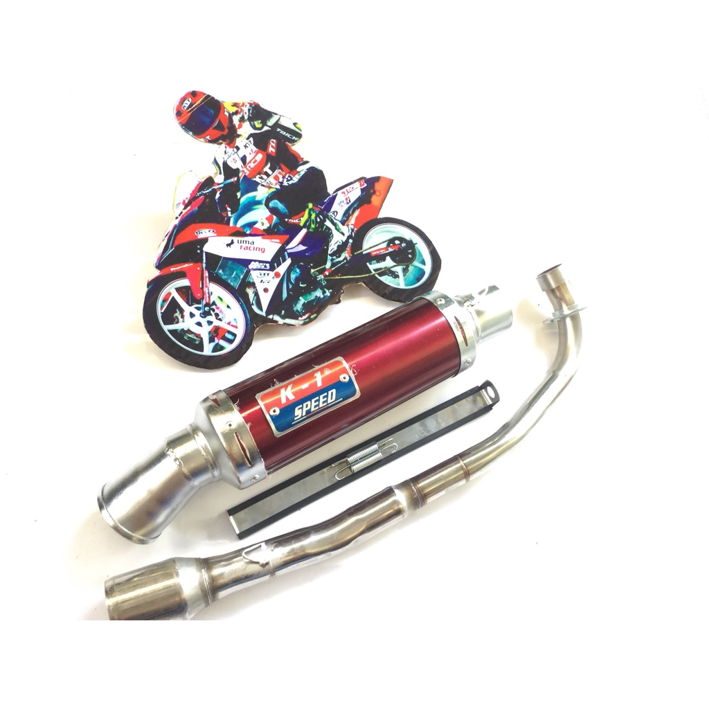 Pô k1 đỏ full cổ inox thẳng găn cho nhiều loại xe