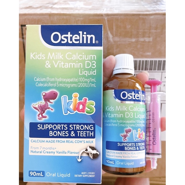 Canxi D3 Khủng Long - Ostelin kids Sữa Canxi và vitamin d3 liquid cho trẻ từ 7 tháng tuổi