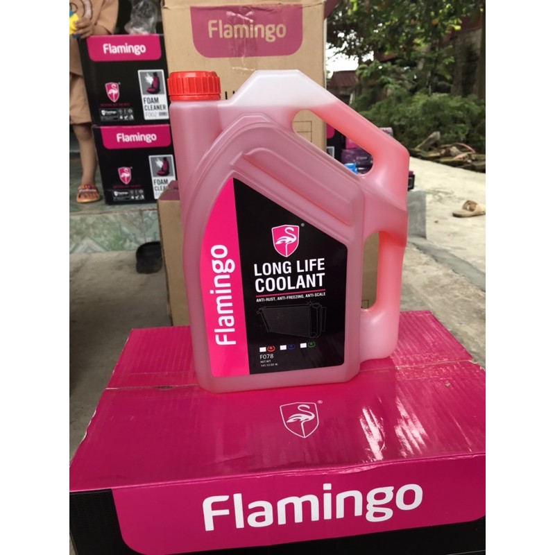 Nước Làm Mát Động Cơ Ô Tô Xe Hơi Chuyên Cho Dòng Xe TOYOTA , FORD Thương Hiệu Flamingo Hàng Chính Hãng Can 5l Màu Đỏ