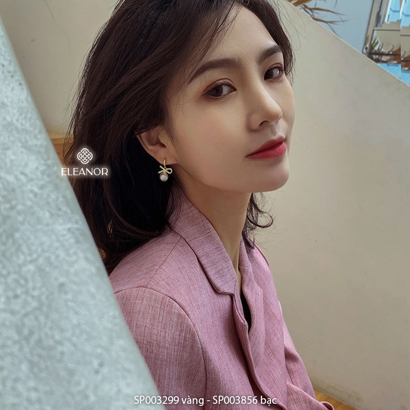 Bông tai cô dâu nữ đính đá hình nơ Eleanor Accessories ngọc trai nhân tạo nữ tính phụ kiện trang sức 3299