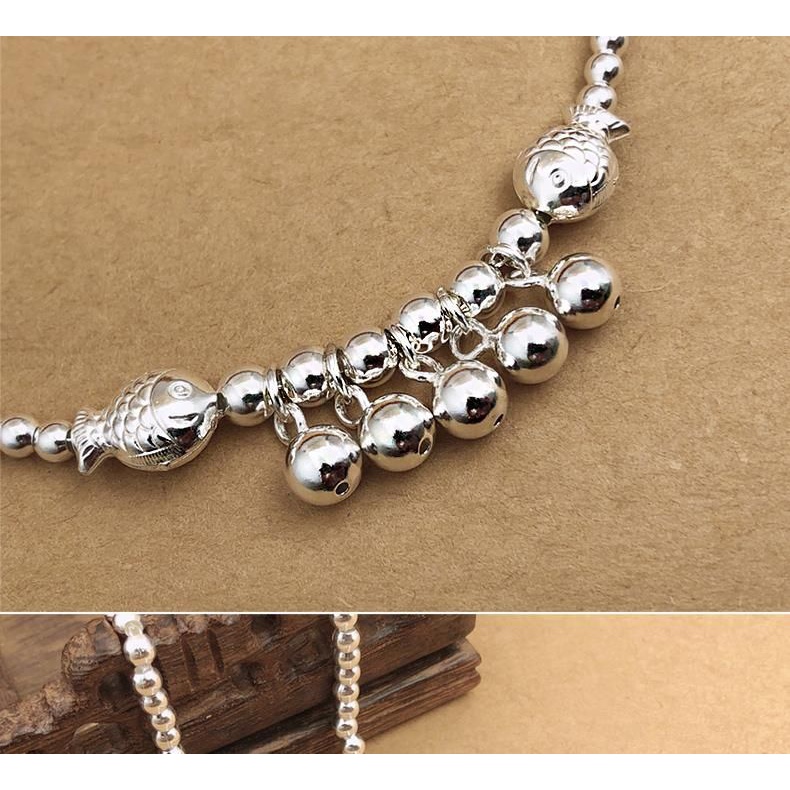 Lắc Chân Mạ Bạc 925 Đính Hạt Pisces Đơn Giản Phong Cách Cổ Điển Độc Đáo 2 Phong Cách Mới