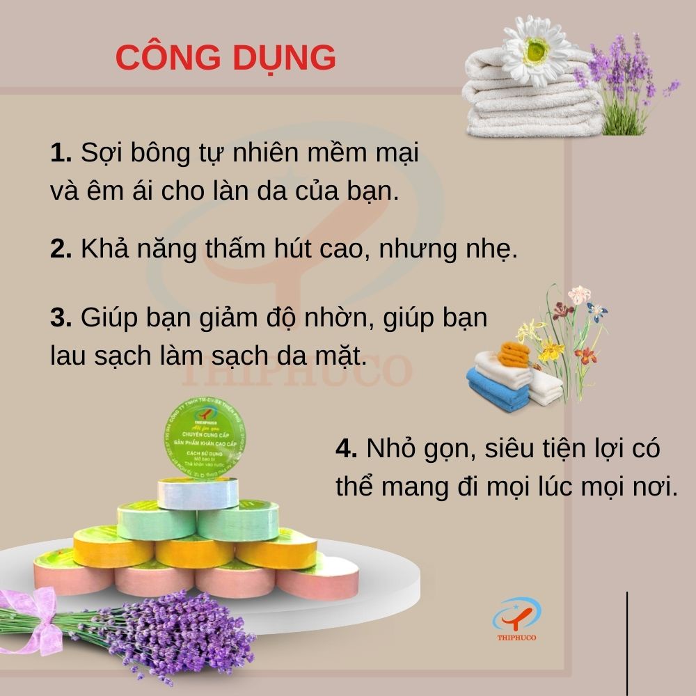 Khăn Nén Du Lịch Cotton ZNEN Thiện Phú 30*75*65g, Khăn Đa Năng Tự Nhiên Thấm Nước Tốt
