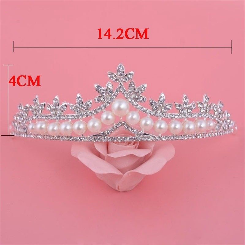 Vương miện đính ngọc trai giả phong cách công chúa xinh xắn