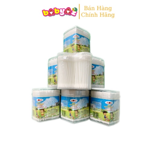 Tăm Bông Trẻ Sơ Sinh Em Hình Trái Tim Hộp 240 Que Rose Công Nghệ Nhật Bản