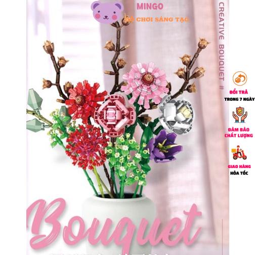 Bộ xếp hình Chậu Hoa Lắp Ráp Lego Xinh Xắn Bouquet 65002 - Trang trí bàn làm việc và phòng khách