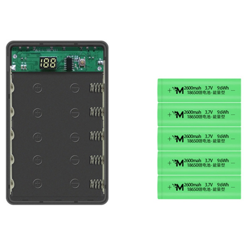 Vỏ bảo vệ pin sạc dự phòng 5 pin 18650 có màn hình LCD L5 nhỏ gọn dễ mang theo không bao gồm pin