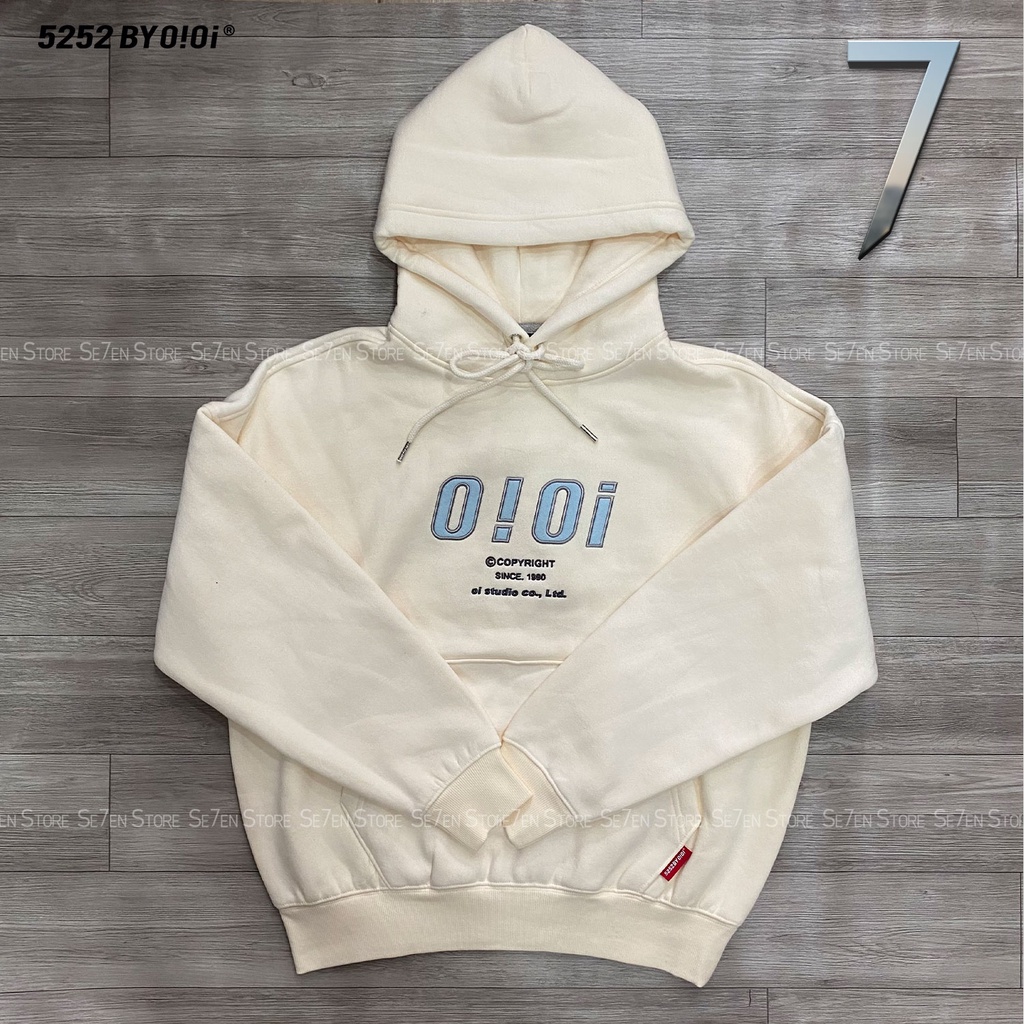 Áo Hoodie OIOI 5252 Nỉ Bông form rộng Unisex nam nữ phong cách Hàn Quốc hai màu tím khoai môn và trắng Cream