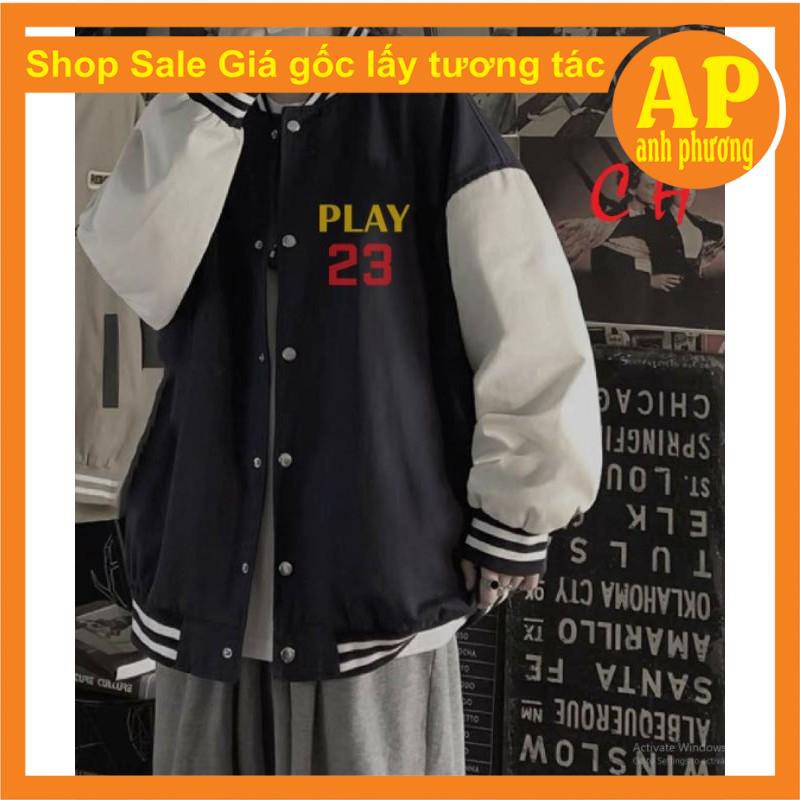 Áo khoác bomber jacket Play 23 form thụng nam nữ unisexi😍Chất gió mềm😍hàng 1 lớp cổ, tay áo và gấu áo có bo dệt xịn